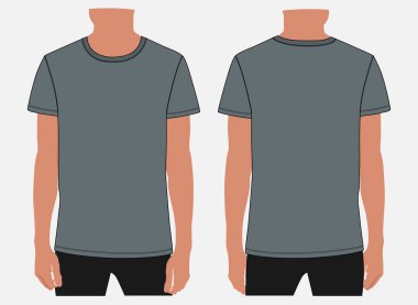 Kısa kollu tişört vektör çizimi erkekler ve unisex için şablon. Apparel Design Cad 'in ön ve arka görüntülerini düzenlemek kolay ve özelleştirilebilir. 