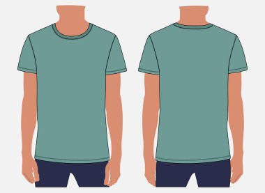 Erkekler ve oğlanlar için kısa kollu tişört vektör illüstrasyon şablonu. Apparel Design Cad 'in ön görünümünü düzenlemek ve özelleştirmek kolaydır. 