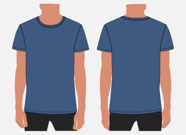 Kısa kollu tişört vektör çizimi erkekler ve unisex için şablon. Apparel Design Cad 'in ön ve arka görüntülerini düzenlemek kolay ve özelleştirilebilir. 