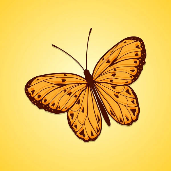 Sarı Arkaplanda Izole Edilmiş Kelebeğin Vektör Çizimi — Stok Vektör