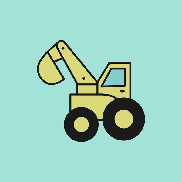 Excavator Icon Vector Illustration Blue Background — Stock Vector