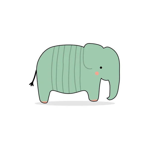 Flat Style Cartoon Elephant Vector Art Illustration Isolated White Background — Stock Vector
