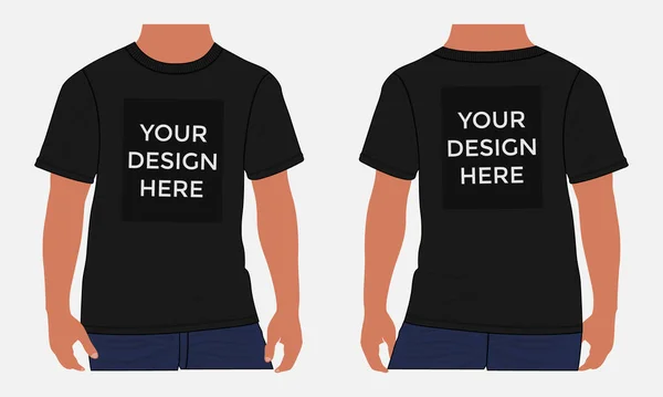 短袖T恤衫矢量图解模拟模板为男性和异性恋 服装设计卡德的前后视图很容易编辑和自定义 — 图库矢量图片