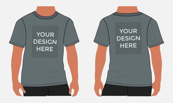 Korte Mouw Shirt Vector Illustratie Mock Template Voor Mannen Unisex — Stockvector