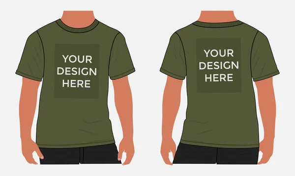 Short Sleeve Shirt Vector Illustration Mock Template Men Unisex Apparel — Stock Vector