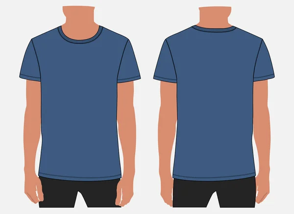 Short Sleeve Shirt Vector Illustration Mock Template Men Unisex Apparel — Stock Vector