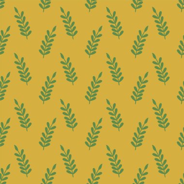 Elle çizilmiş yapraklarla kusursuz desen. vektör illüstrasyonu.