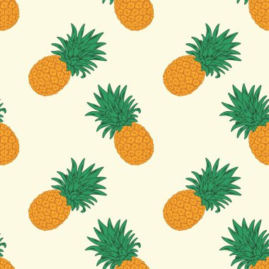 Ananaslı kusursuz desen. Vektör illüstrasyonu