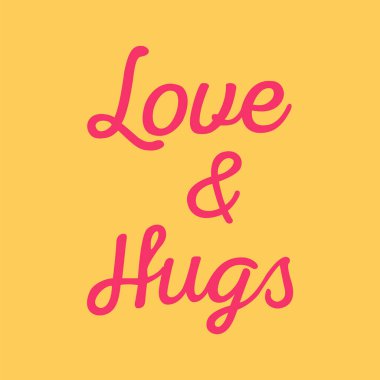 Metin tipografi tasarımı. Aşk ve Sarılma ifadesiyle vektör illüstrasyonuName