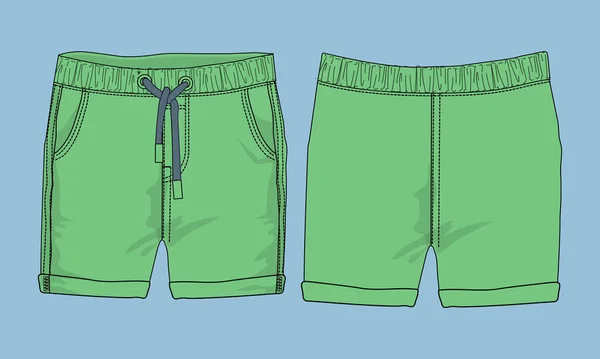 Mäns Shorts Tech Mode Platt Vektor Mall Fram Och Baksida — Stock vektor