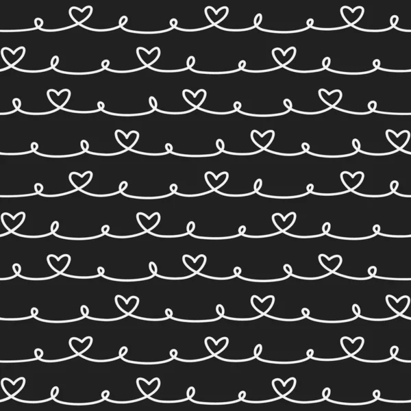 Seamless Pattern Doodle Hearts Vector Illustration — Stok Vektör