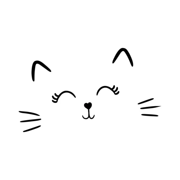 かわいい子猫の顔の表情ベクトルイラスト — ストックベクタ