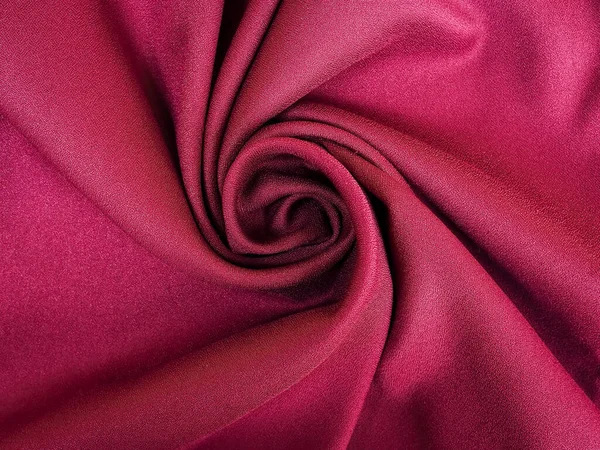 Spiralform Aus Rotem Stoff Gewebestruktur Aus Natürlicher Baumwolle Wolle Seide — Stockfoto
