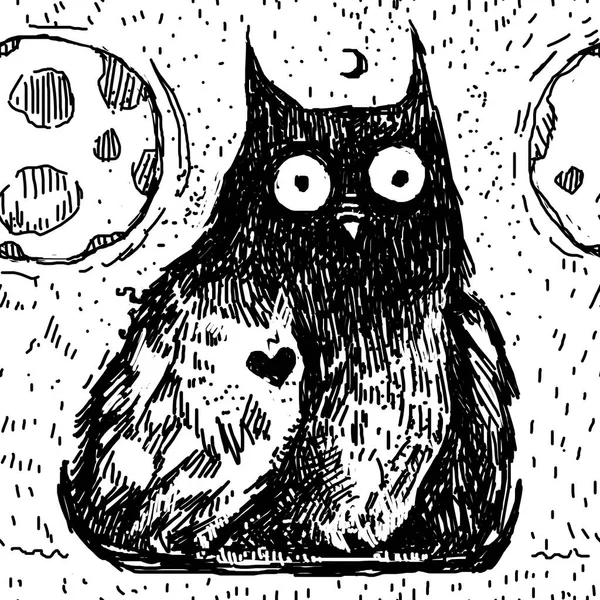 Απρόσκοπτη Υφή Αστείες Κουκουβάγιες Και Φεγγάρι — Φωτογραφία Αρχείου
