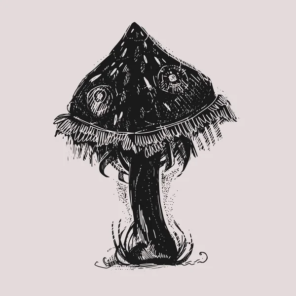 Mushroom Graphic Vector Art Drawing — 스톡 벡터
