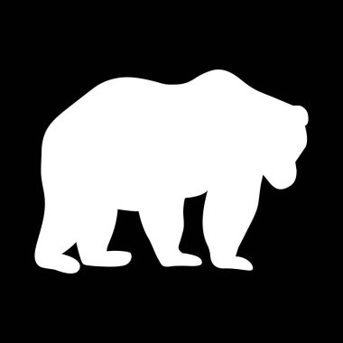 Siyah arkaplanda vektör beyaz ayı silueti