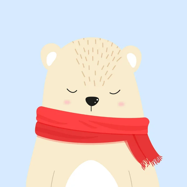 Oso Polar Paisaje Invierno Con Etiqueta Feliz Navidad — Vector de stock