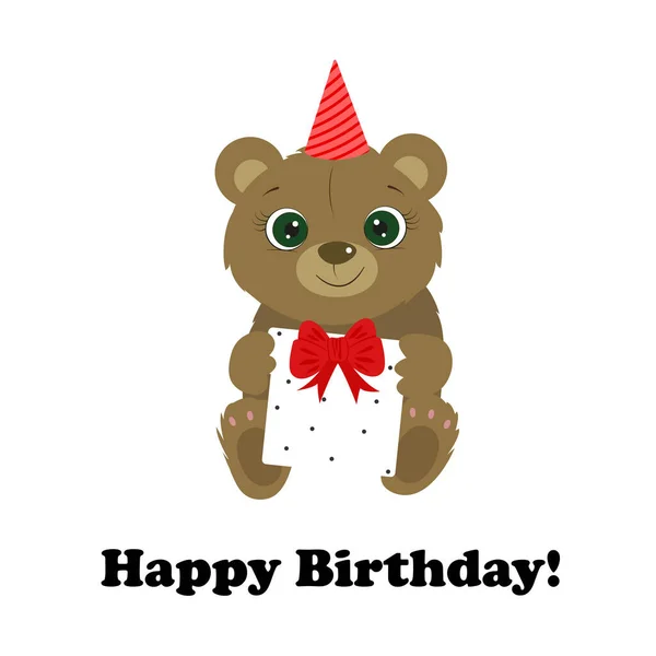 Glückwunschkarte Zum Geburtstag Mit Niedlichem Bären Niedlicher Teddybär Ich Liebe — Stockvektor