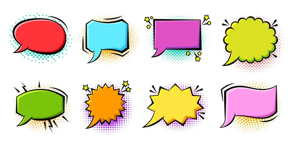 Cartoon Pop Art Bubbles Color Halftone Background Retro Sketch Speech — Image vectorielle