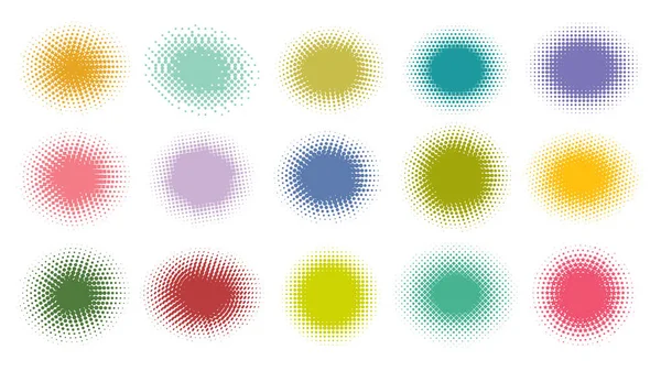 Halftone Comic Gradient Pattern Set Dotted Spots Using Half Tone — ストックベクタ