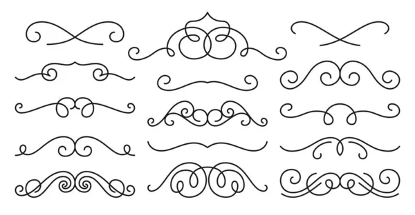 Vintage Curl Linear Decor Calligraphic Swashes Border Design Elements Decorative — Stock Vector