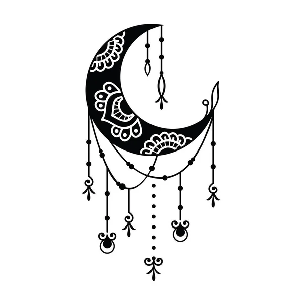 Crescent Moon Mandala Style Moon Decoration Element — Stock vektor