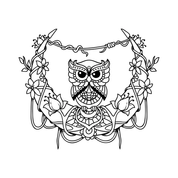 Crescent Moon Decoration Owl Cut File Illustration — Archivo Imágenes Vectoriales