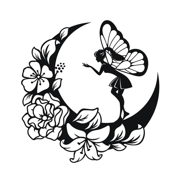 Set Fairy Crescent Moon Illustration —  Vetores de Stock