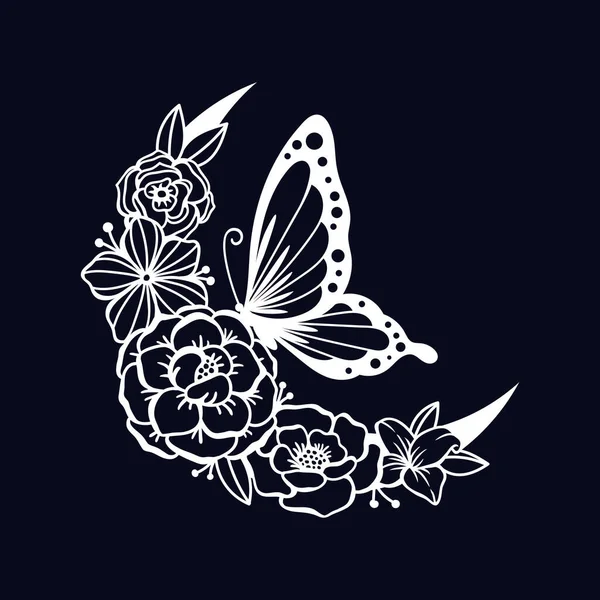 Kelebek ve çiçek desenli hilal ay