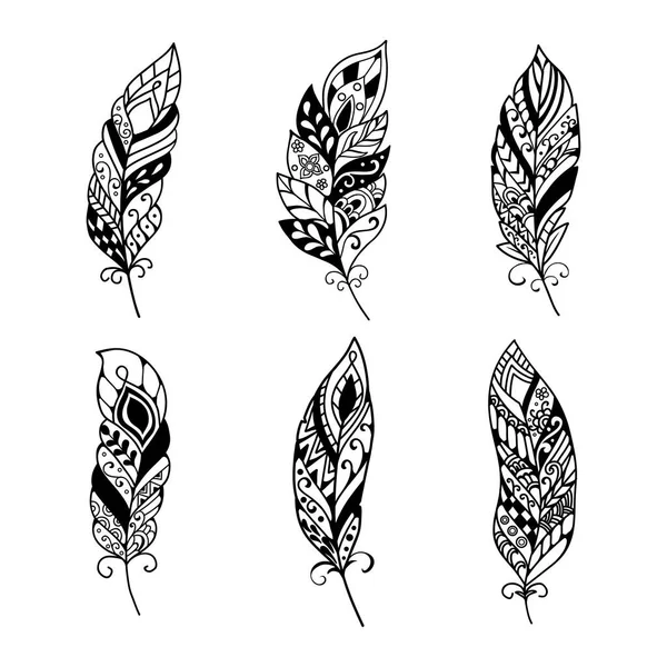 比類のない装飾羽のイラストのセット — ストックベクタ