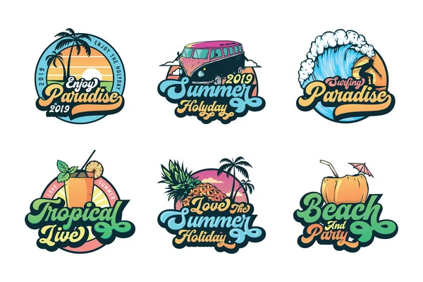 Set Vintage Summer Badges Labels Emblems Logo1 — Vector de stock