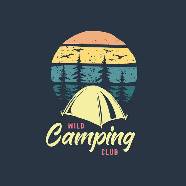 Camping Modello Logo Esterno — Vettoriale Stock