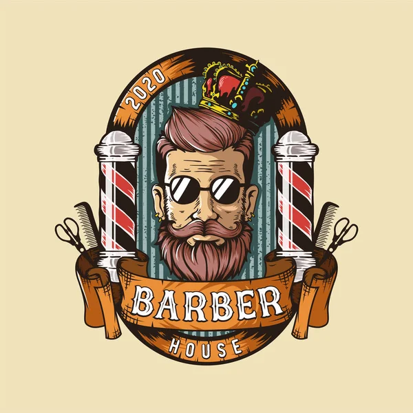 Vintage Barber Shop Badge Logo — Vetor de Stock