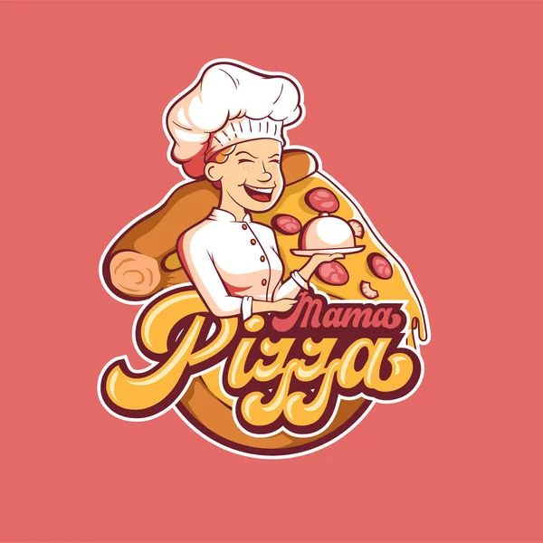Mascot Pizza Logo Design — Vector de stock