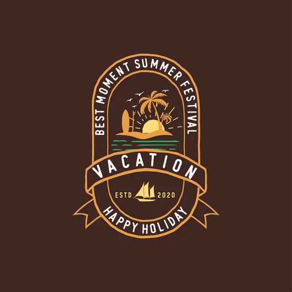 Vintage Summer Badges Labels Emblems Logo — Vector de stock