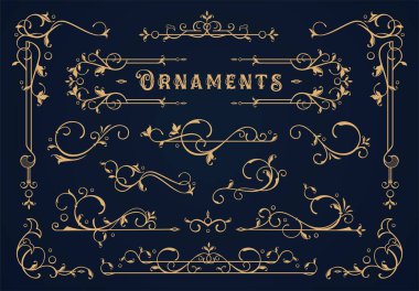 Set of Vintage border element clipart