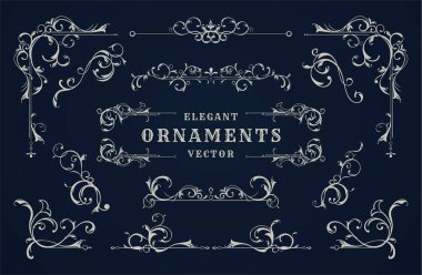 Set of Vintage border element clipart