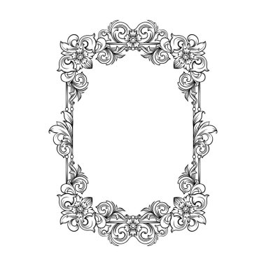 Boş alanı olan muhteşem barok çerçeve