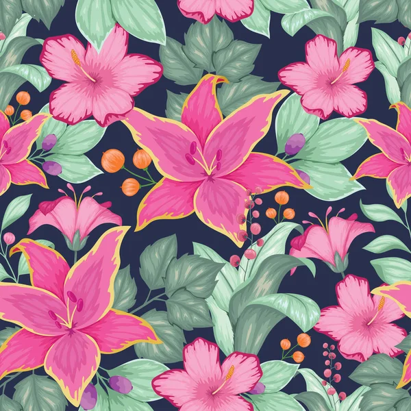 Hermoso Patrón Floral Vintage Sin Costuras — Vector de stock