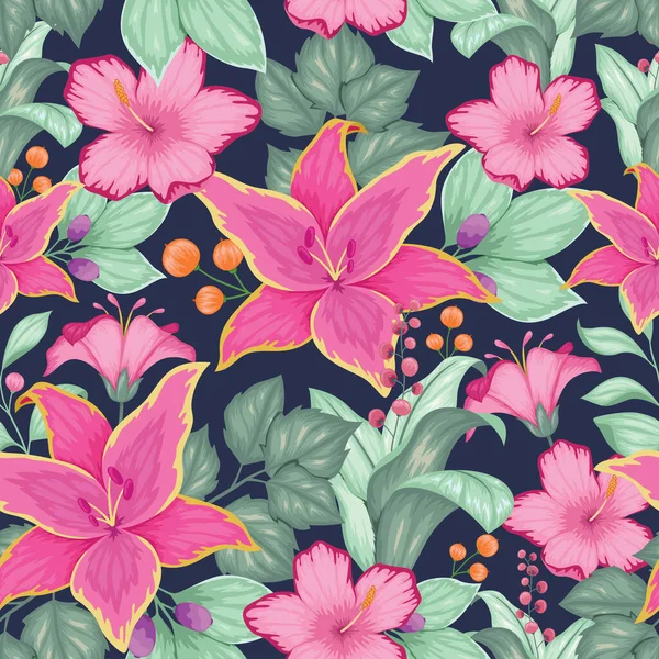 Beau Motif Floral Vintage Sans Couture — Image vectorielle