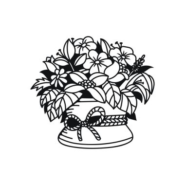 Hasır sepetteki güzel çiçek kesim dosyaları