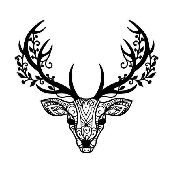 Black White Deer Antler Decoration — Stock Vector