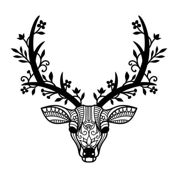 Black White Deer Antler Decoration — Stock Vector