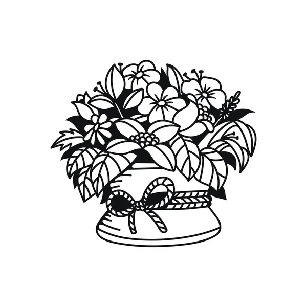 Hasır sepetteki güzel çiçek kesim dosyaları