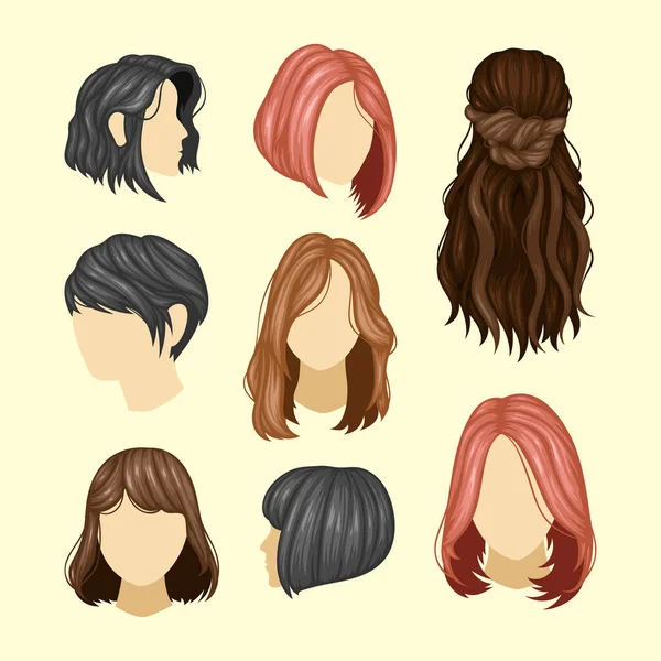 Conjunto Peinados Mujer Variety — Archivo Imágenes Vectoriales