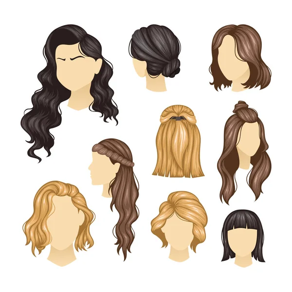 Conjunto Peinados Mujer Variety — Vector de stock