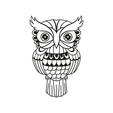 Siyah ve beyaz çizgili baykuş vektör çizimi