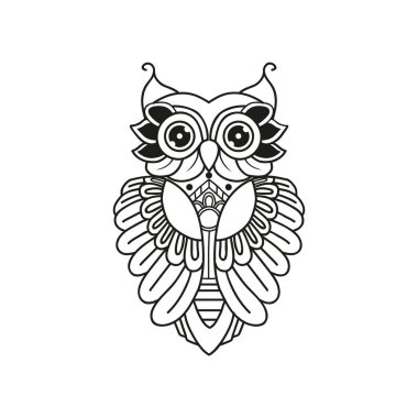 Siyah ve beyaz çizgili baykuş vektör çizimi