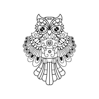 Siyah ve beyaz çizgili baykuş vektör çizimi