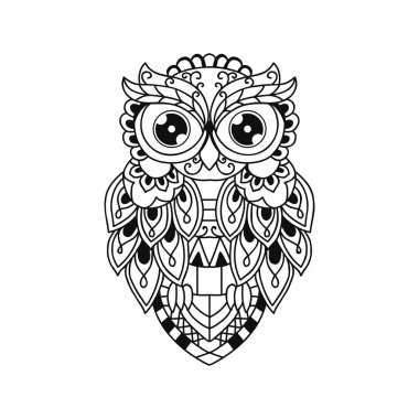 Siyah ve beyaz çizgili baykuş vektör çizimi